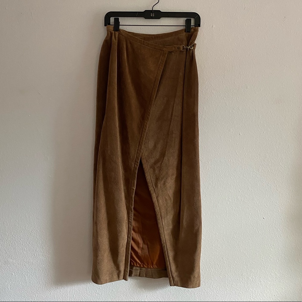 Genuine Leather Suede Maxi Skirt